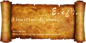 Einviller Ágnes névjegykártya